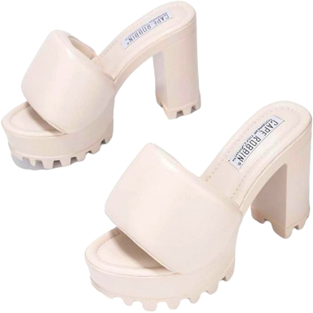 Platform puffer mule block heels size 7